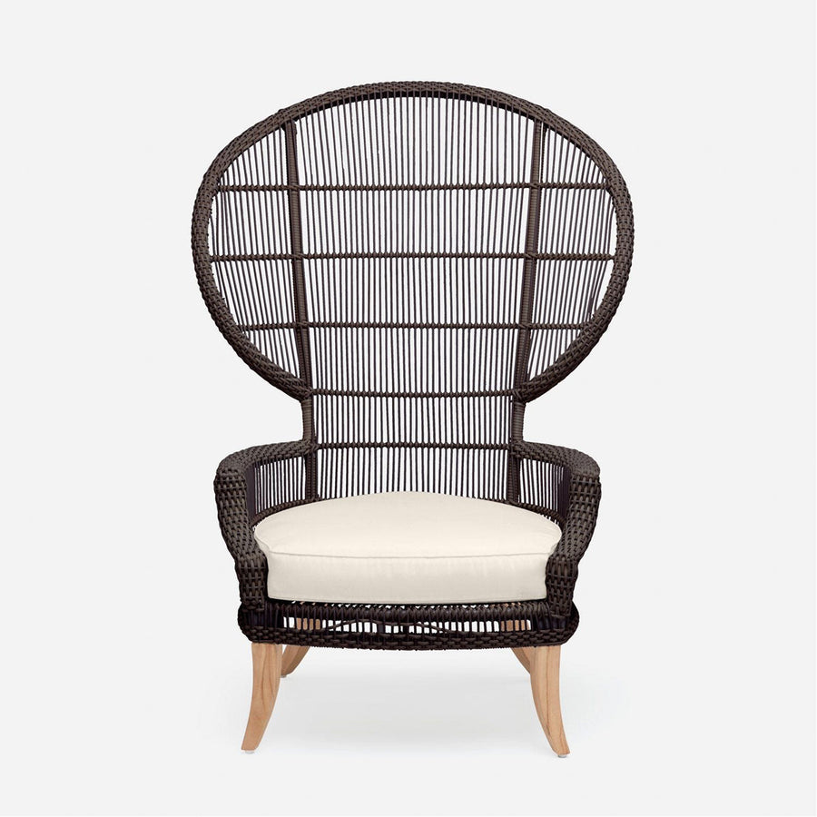 Made Goods Aurora Woven Wingback Outdoor Lounge Chair in Garonne Leather