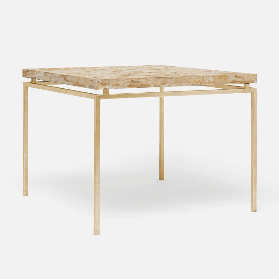 Made Goods Benjamin Floating Leg Game Table in Beige Crystal Stone Top