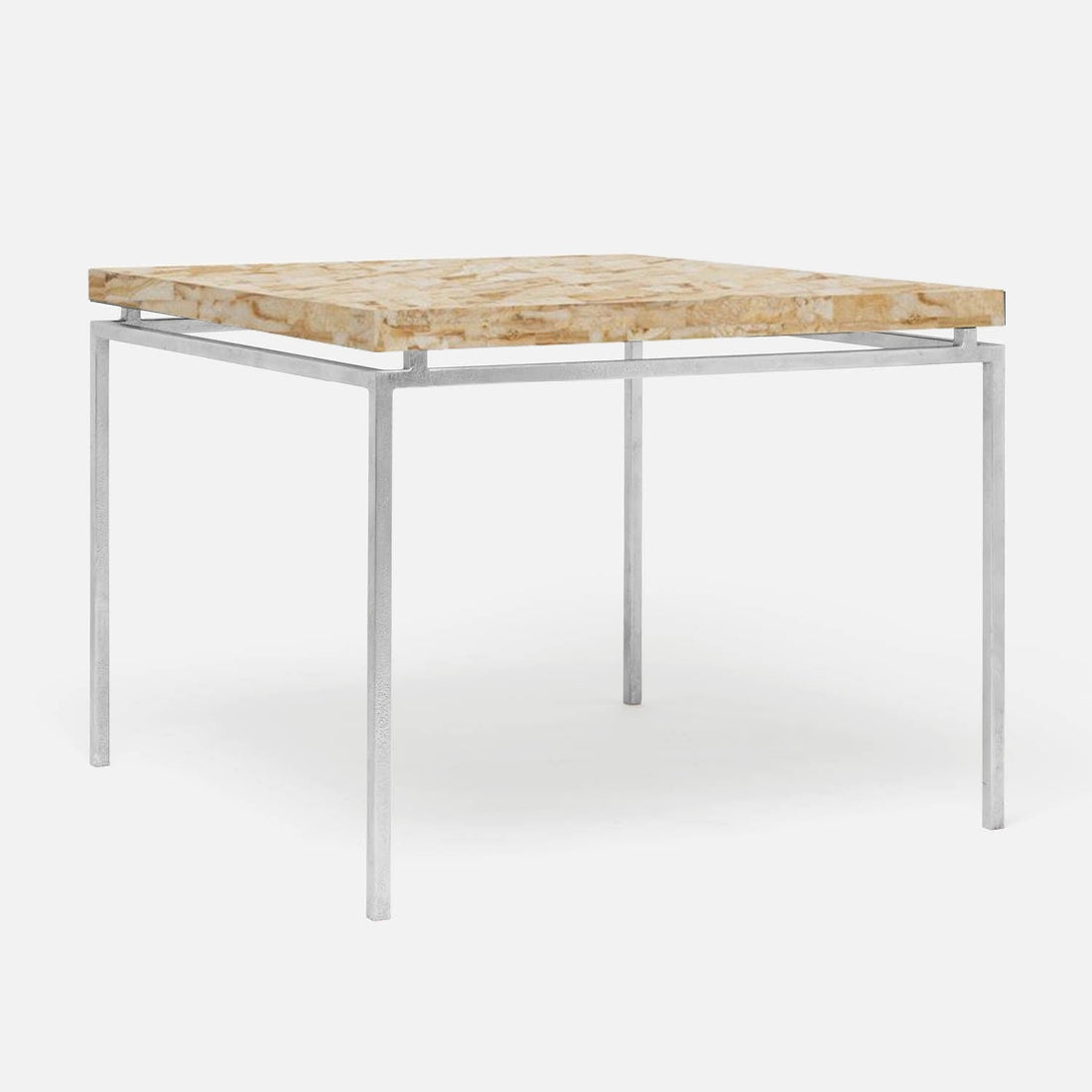 Made Goods Benjamin Floating Leg Game Table in Beige Crystal Stone Top