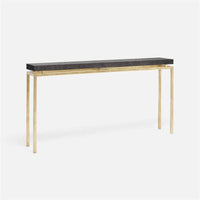 Made Goods Benjamin Floating Leg Console Table in Faux Linen Top