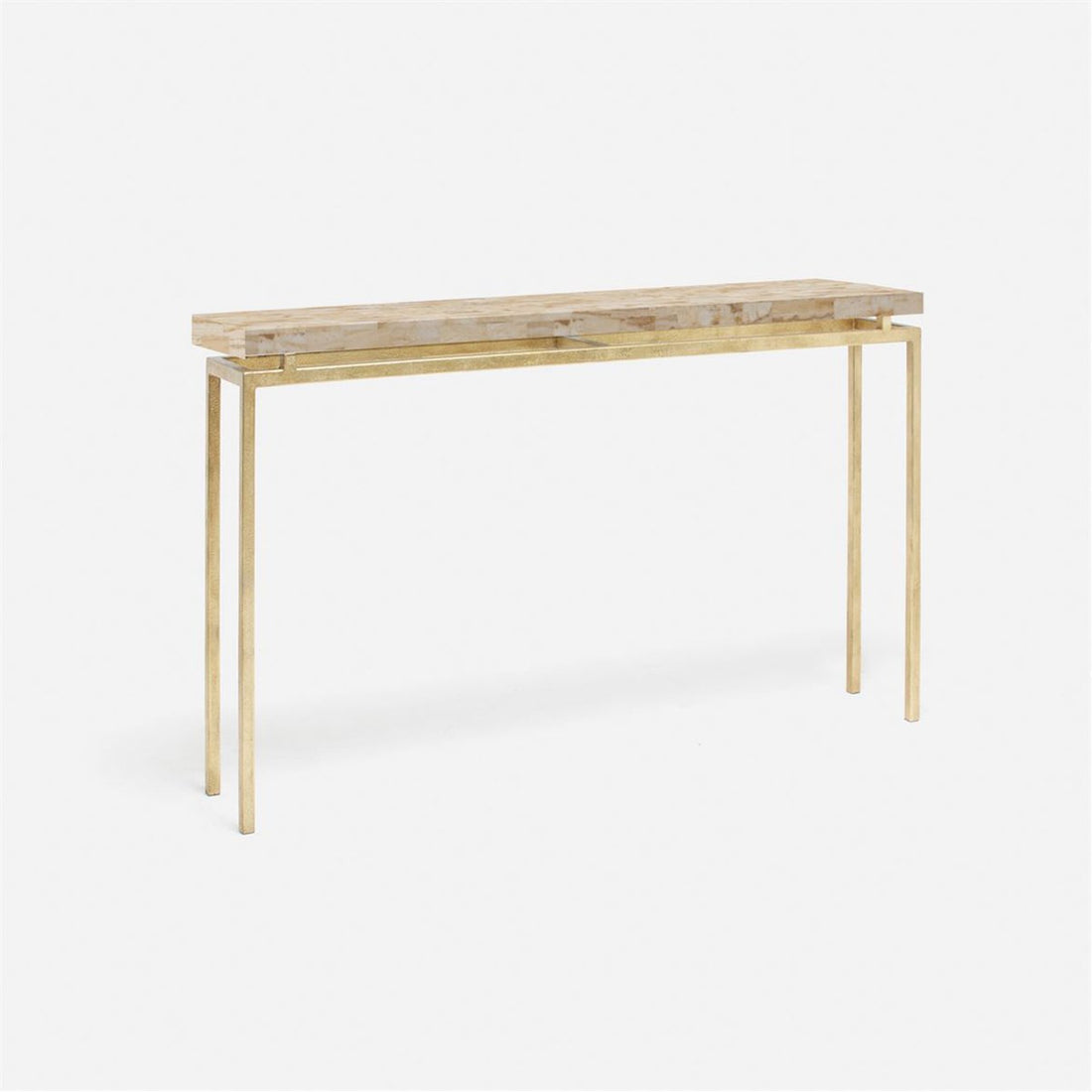 Made Goods Benjamin Floating Leg Console Table in Beige Crystal Stone Top