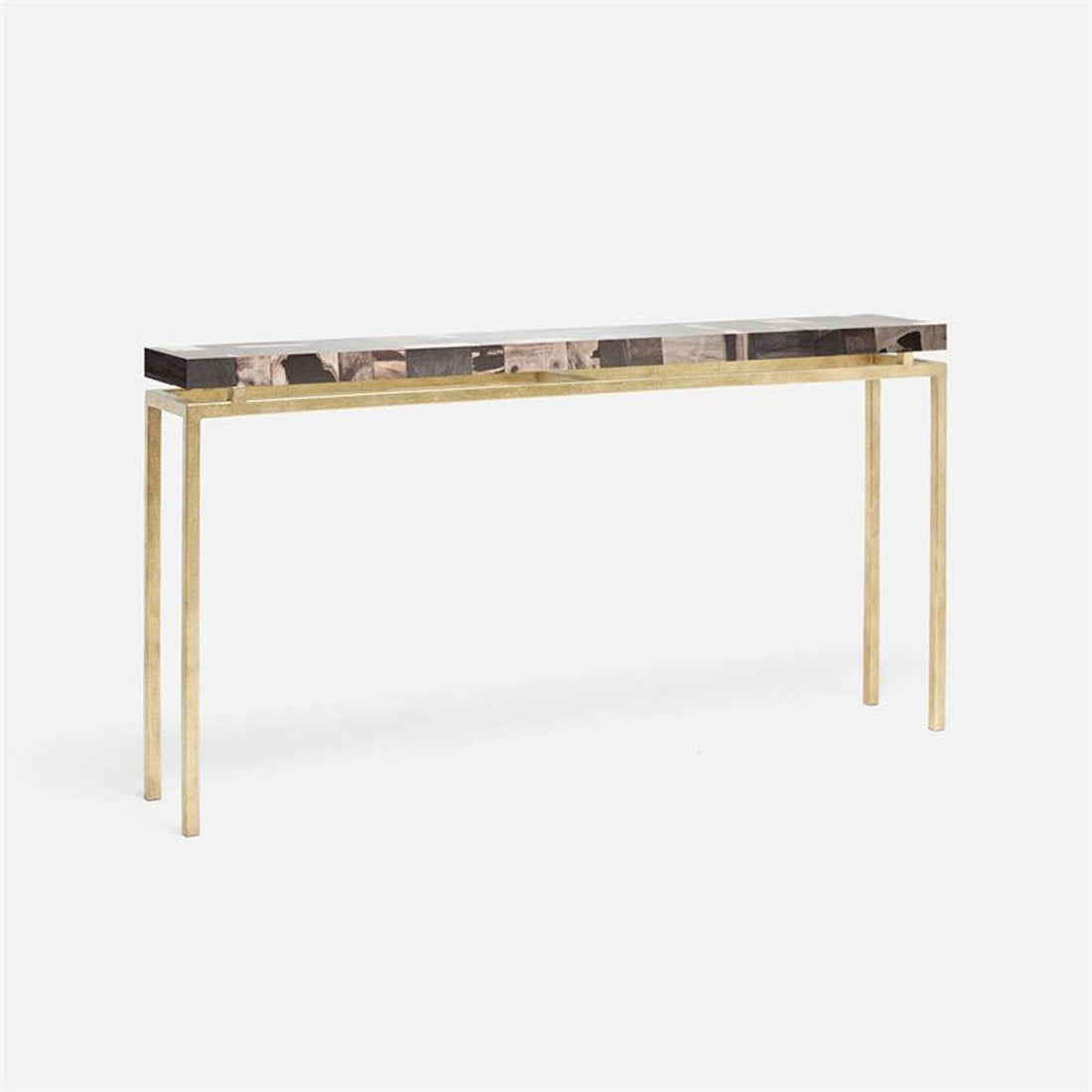 Made Goods Benjamin Floating Leg Console Table in Petrified Wood Top