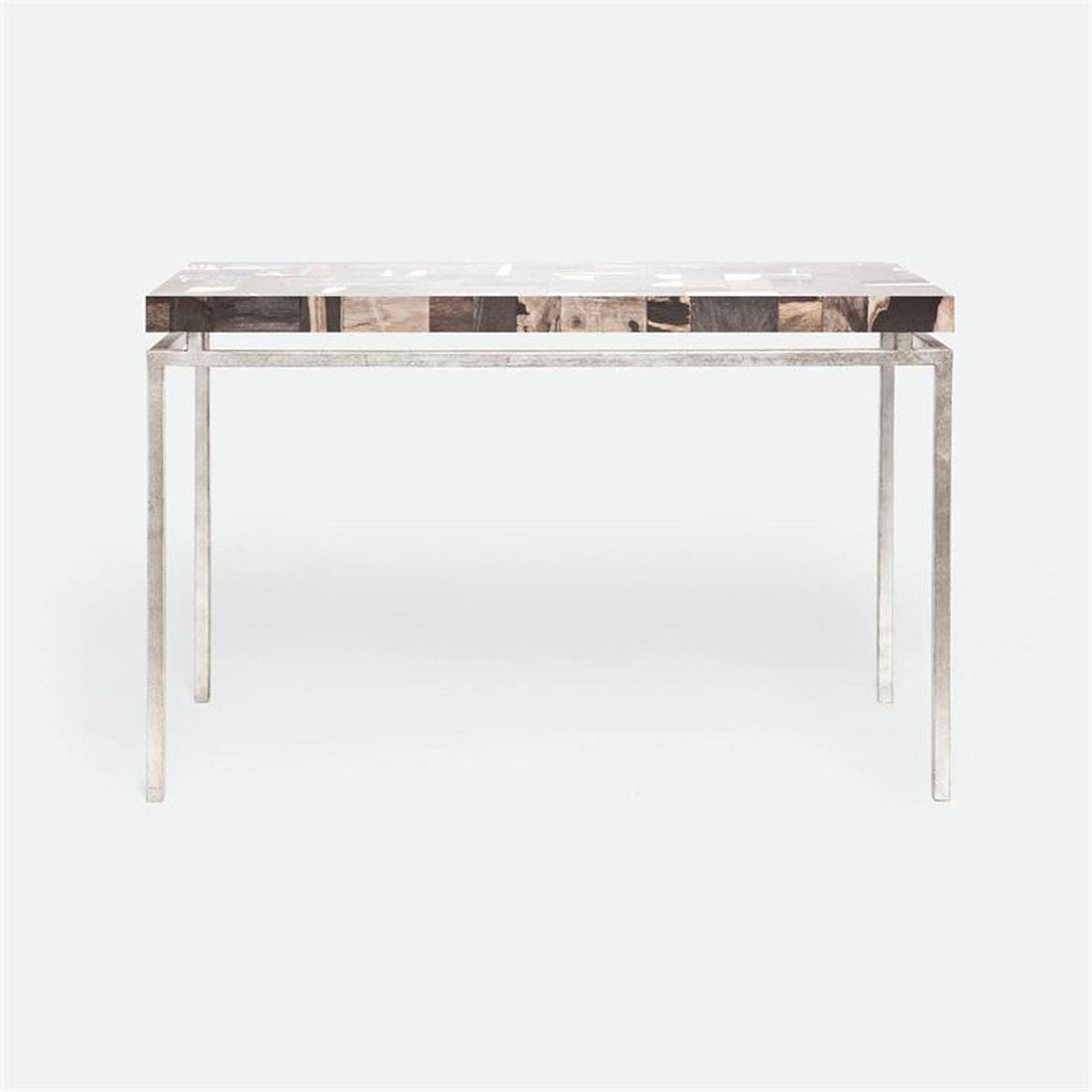 Made Goods Benjamin Floating Leg Console Table in Petrified Wood Top