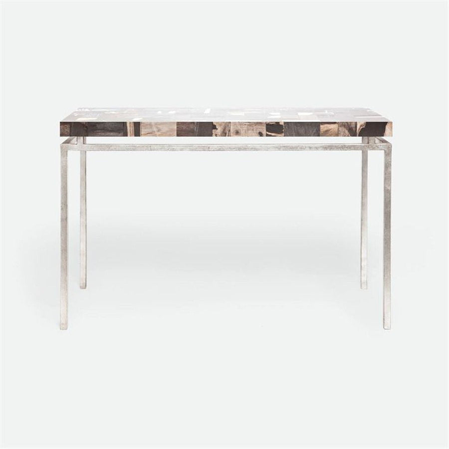 Made Goods Benjamin Floating Leg Console Table in Petrified Wood Top