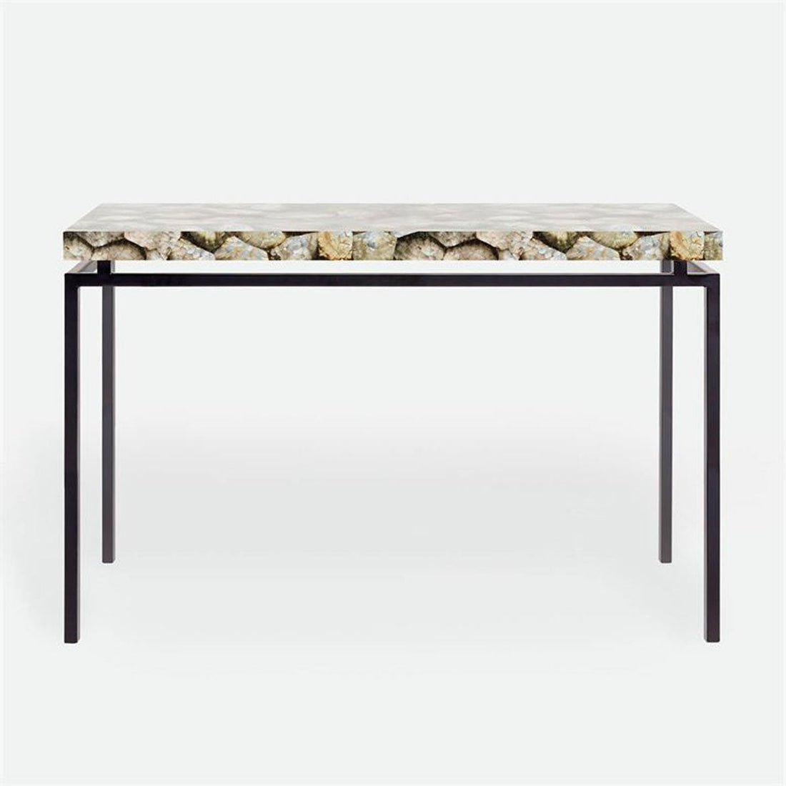 Made Goods Benjamin Floating Leg Console Table in Silver Mop Shell Top