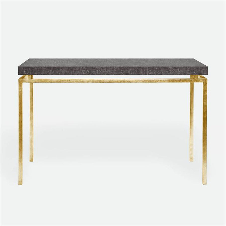 Made Goods Benjamin Floating Leg Console Table in Faux Linen Top