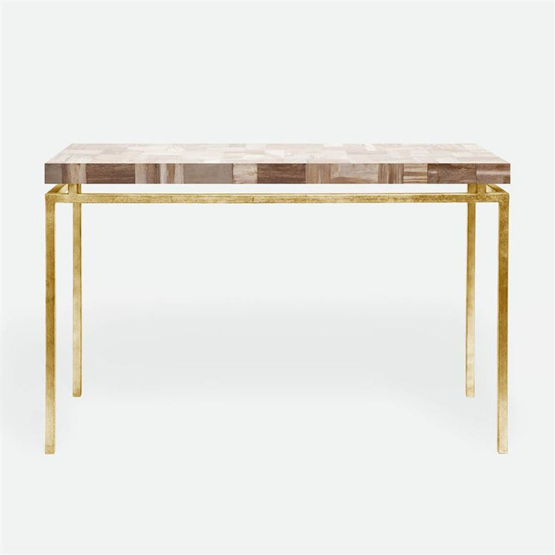 Made Goods Benjamin Floating Leg Console Table in Petrified Wood Top