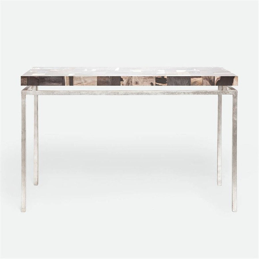 Made Goods Benjamin Floating Leg Console Table in Petrified Wood Top