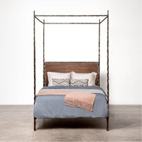 Made Goods Brennan Short Canopy Bed in Danube Fabric