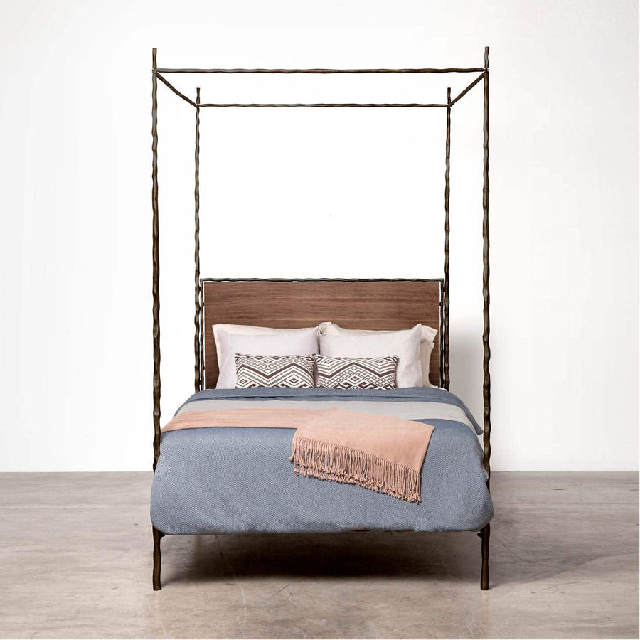 Made Goods Brennan Short Textured Canopy Bed in Mondego Cotton Jute