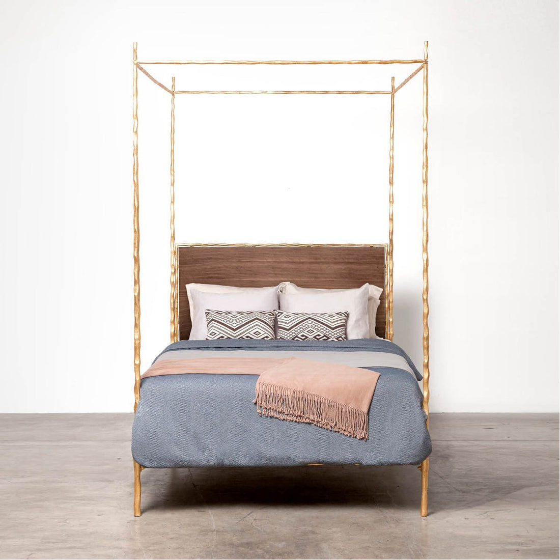 Made Goods Brennan Short Canopy Bed in Pagua Fabric