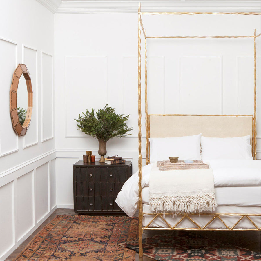 Made Goods Brennan Tall Textured Canopy Bed in Mondego Cotton Jute