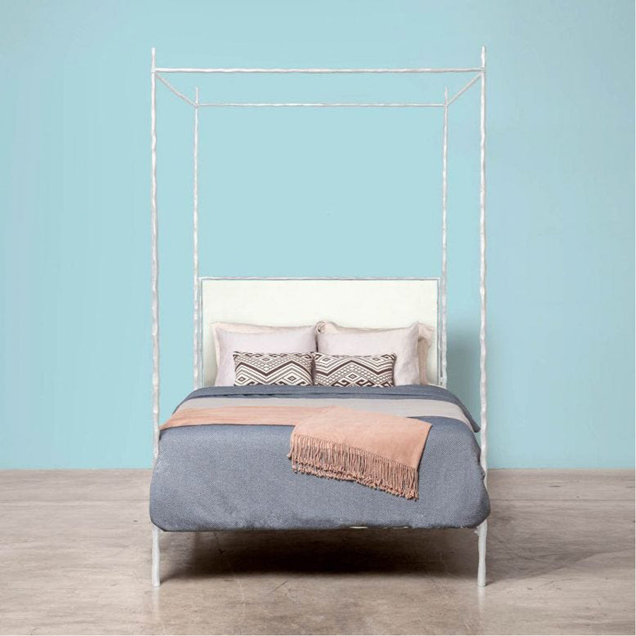 Made Goods Brennan Tall Textured Canopy Bed in Danube Fabric