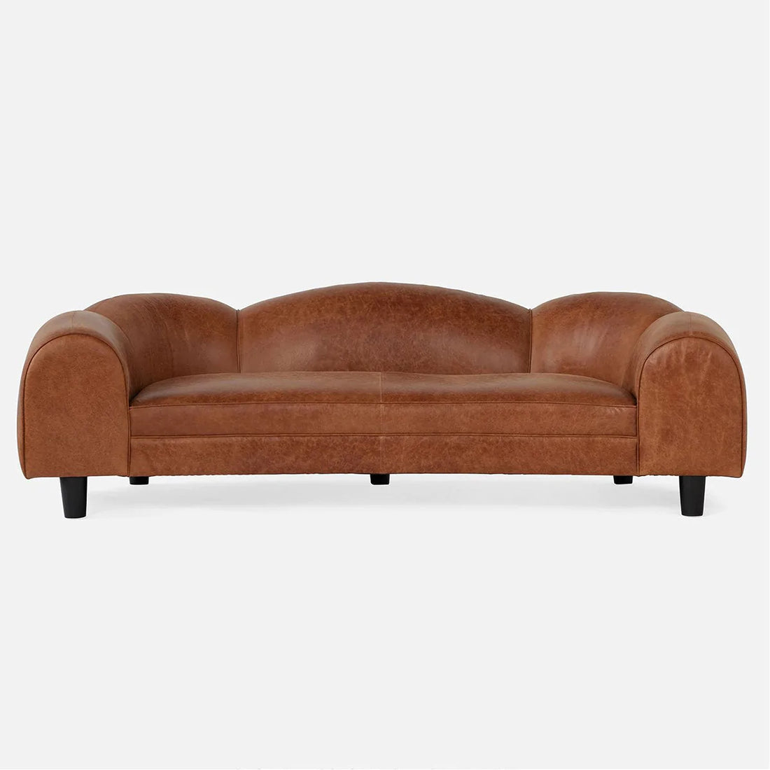 Made Goods Caldwell Scalloped Leather Sofa, Danube Fabric