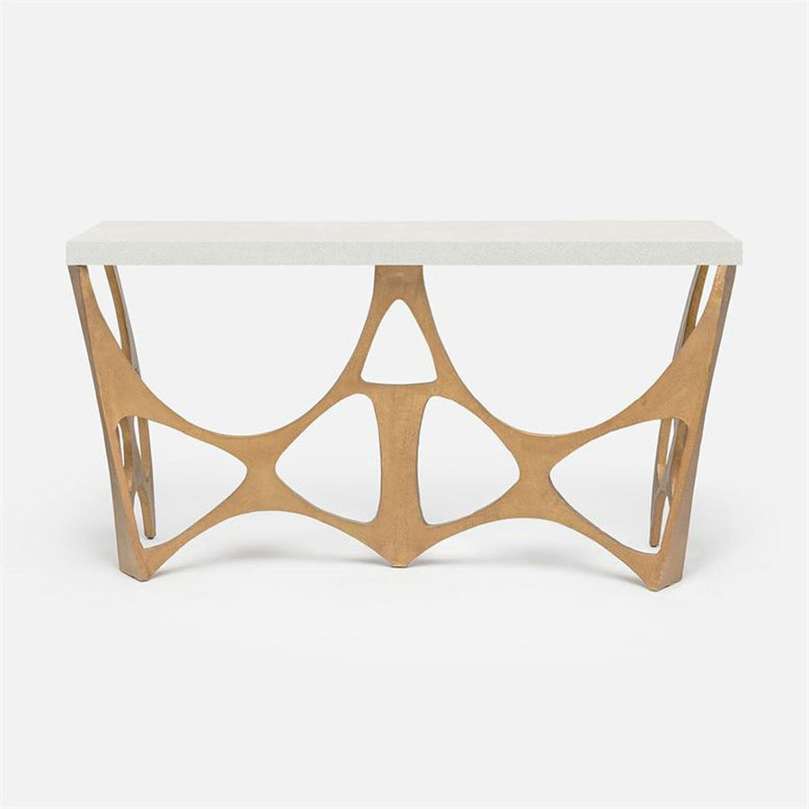 Made Goods Calloway Modernist Faux Shagreen Top Console Table