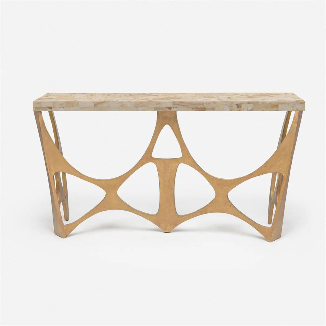 Made Goods Calloway Abstract Metal Base Console Table in Crystal Stone