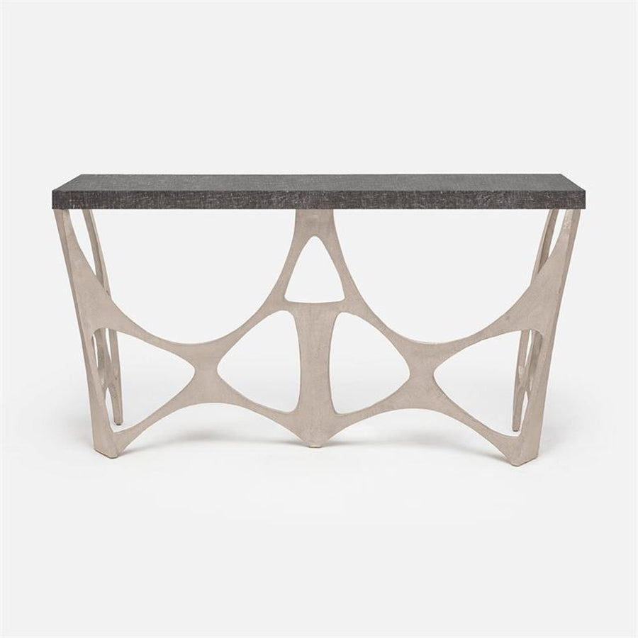 Made Goods Calloway Modernist Faux Linen Top Console Table