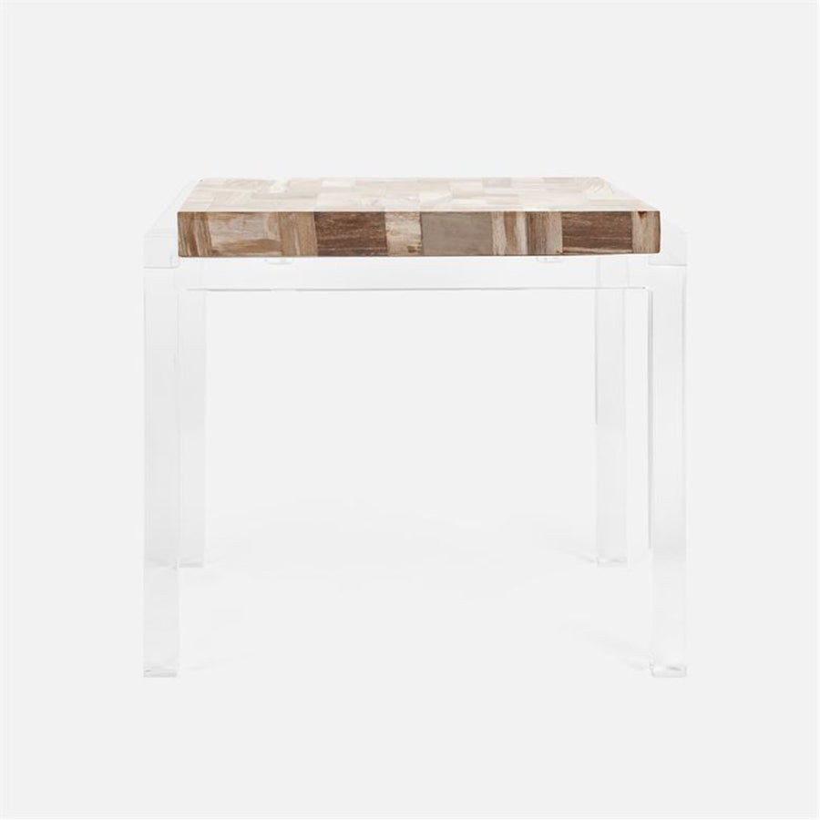 Made Goods Cassian Acrylic Side Table in Petrified Wood