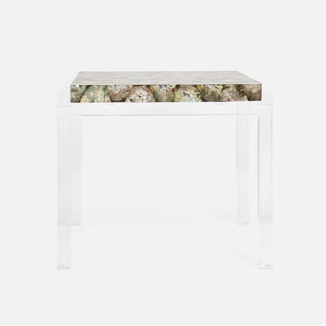 Made Goods Cassian Acrylic Side Table in Crystal Stone