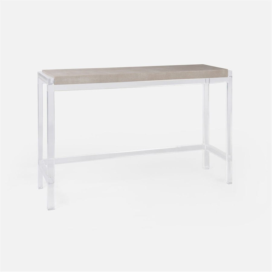 Made Goods Cassian Acrylic Console Table with Realistic Faux Shagreen Top