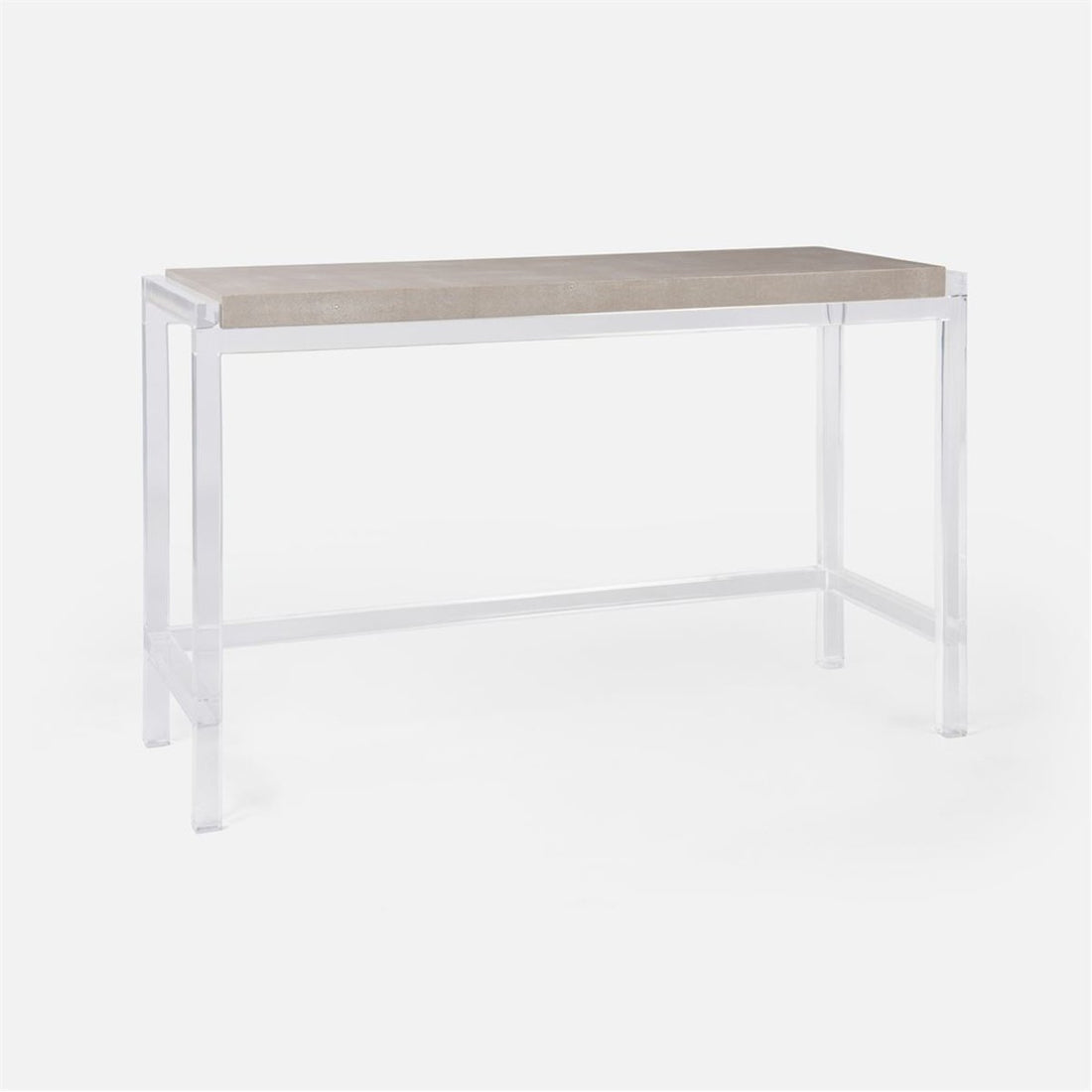 Made Goods Cassian Acrylic Console Table with Realistic Faux Shagreen Top