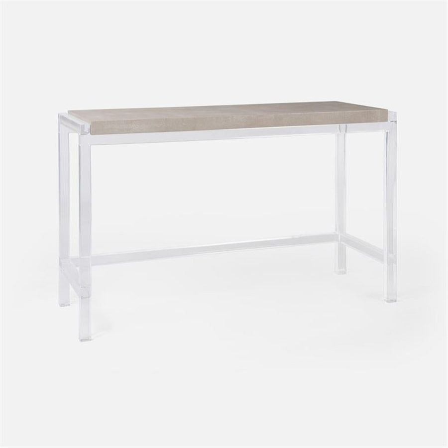 Made Goods Cassian Acrylic Console Table with Beige Crystal Stone Top