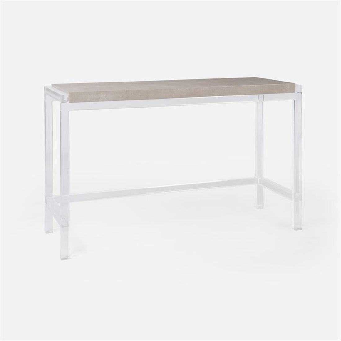 Made Goods Cassian Acrylic Console Table with Faux Linen Top