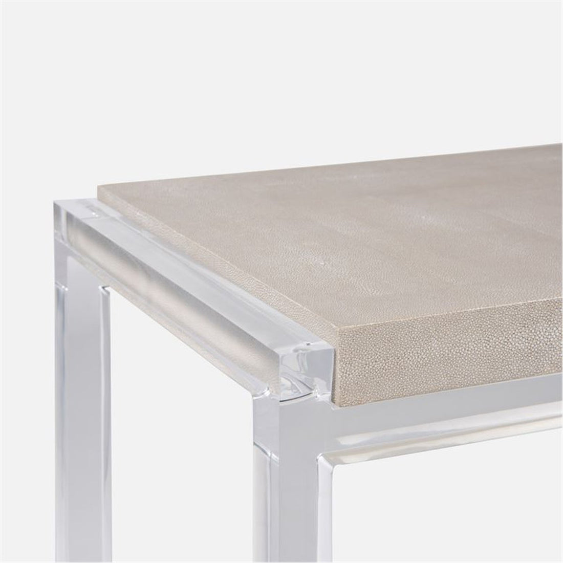 Made Goods Cassian Acrylic Console Table with Silver Mop Shell Top