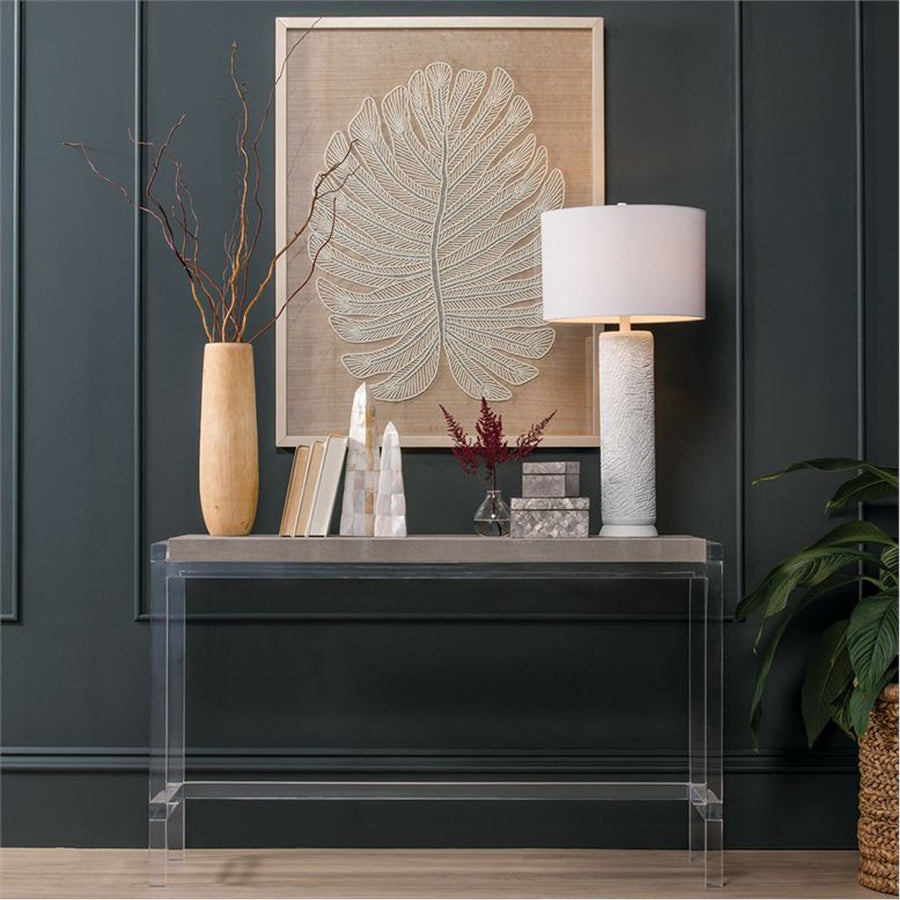 Made Goods Cassian Acrylic Console Table with Faux Linen Top