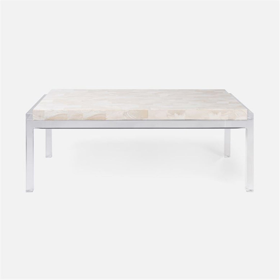 Made Goods Cassian Acrylic Coffee Table with Petrified Wood Top