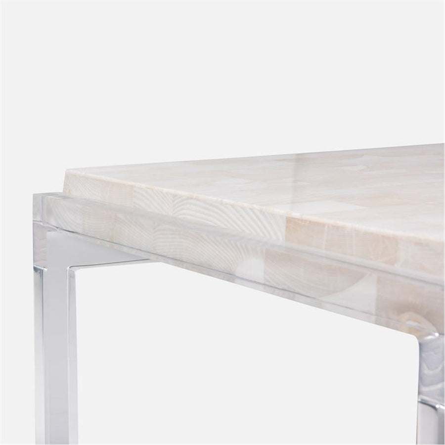 Made Goods Cassian Acrylic Coffee Table with Beige Crystal Stone Top