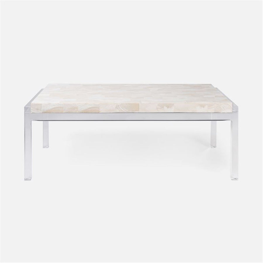 Made Goods Cassian Acrylic Coffee Table with Charcoal Faux Linen Top