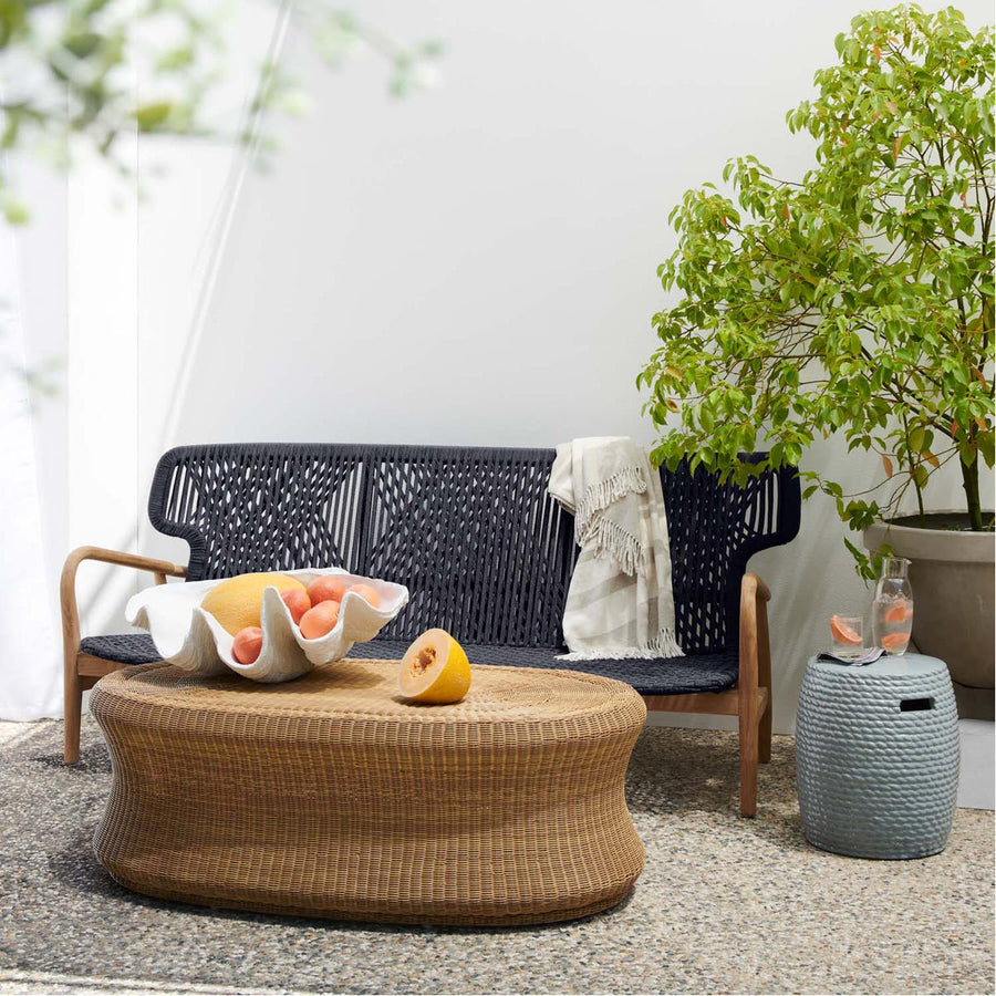 Made Goods Cecil Faux Wicker Oval Outdoor Coffee Table