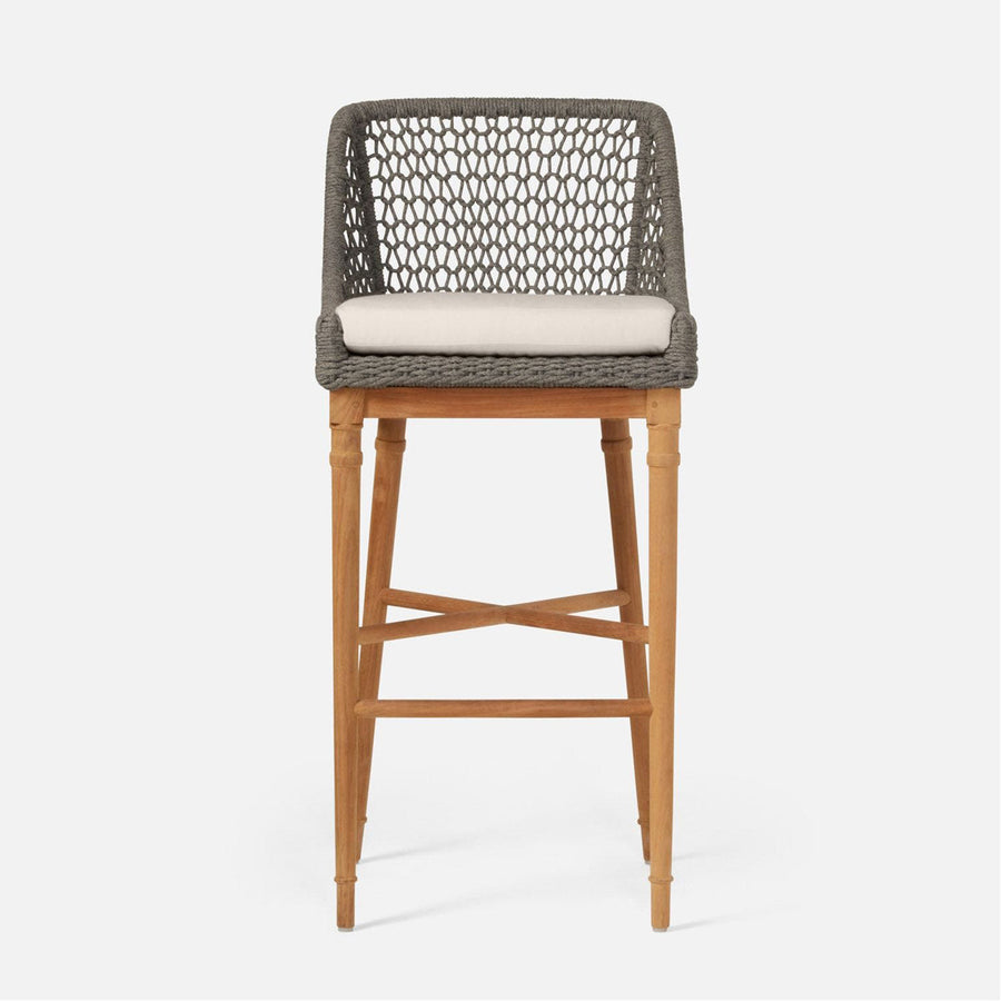 Made Goods Chadwick Woven Rope Outdoor Bar Stool in Havel Velvet