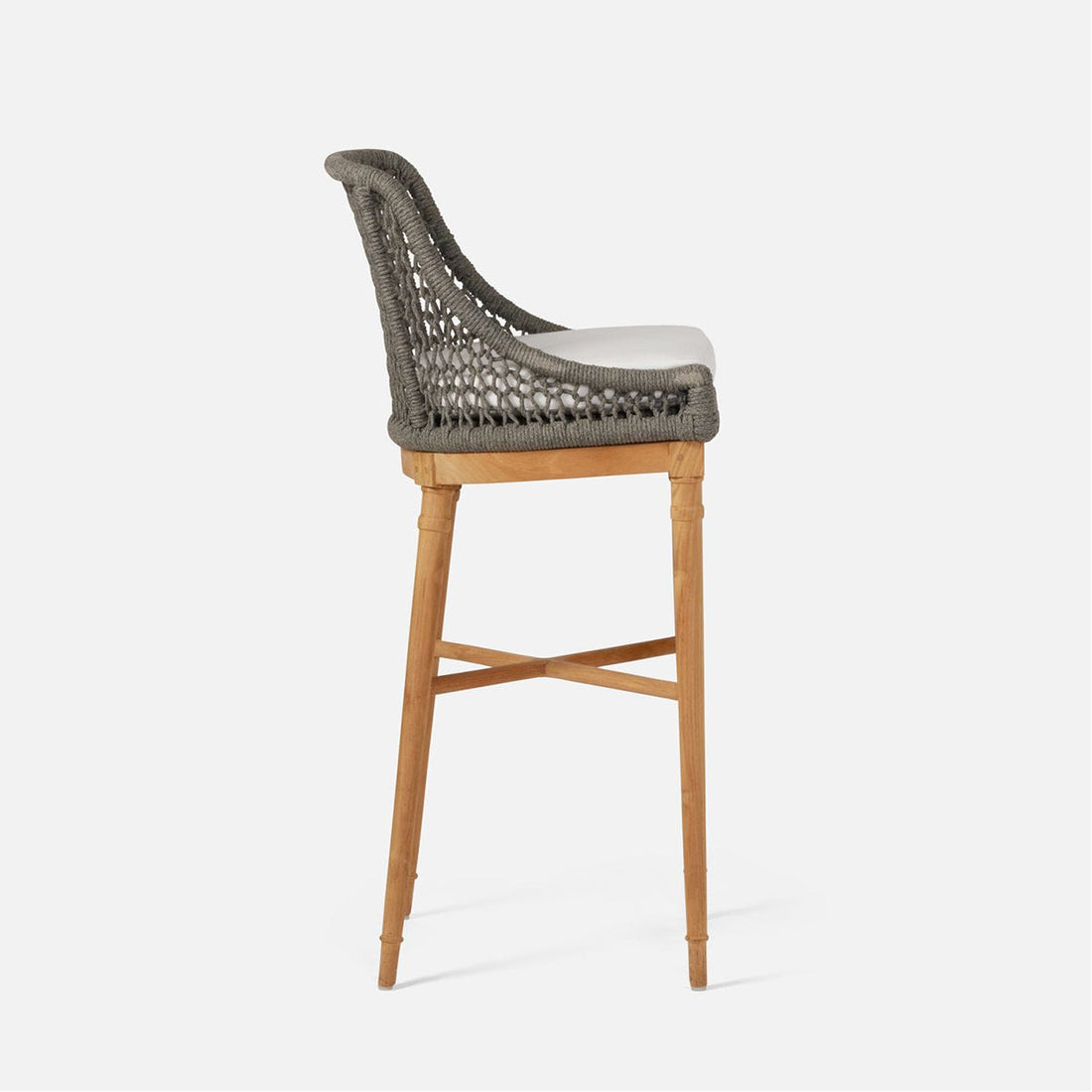 Made Goods Chadwick Woven Rope Outdoor Bar Stool in Pagua Fabric