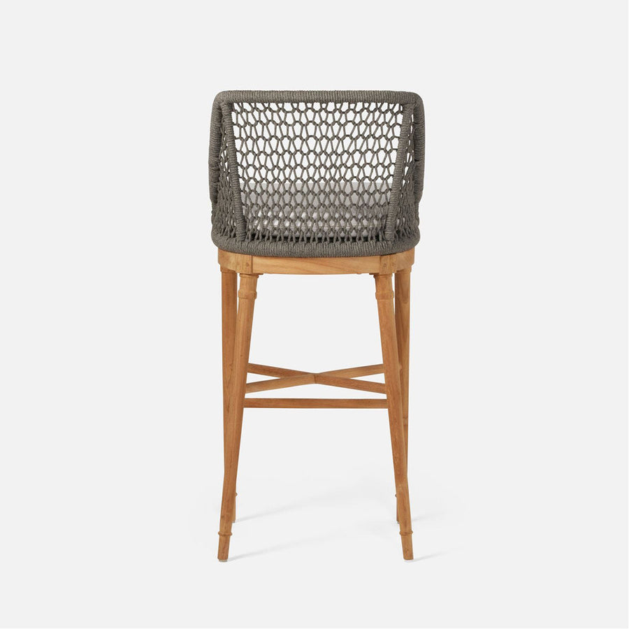 Made Goods Chadwick Woven Rope Outdoor Bar Stool in Garonne Leather