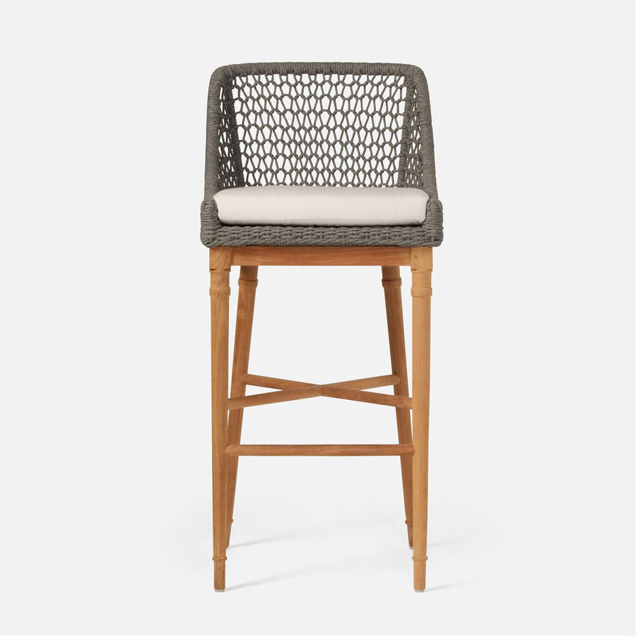 Made Goods Chadwick Woven Rope Outdoor Bar Stool in Pagua Fabric