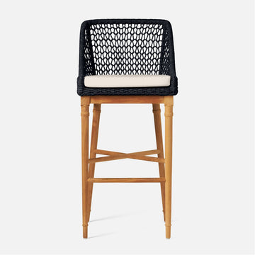 Made Goods Chadwick Woven Rope Outdoor Bar Stool in Havel Velvet