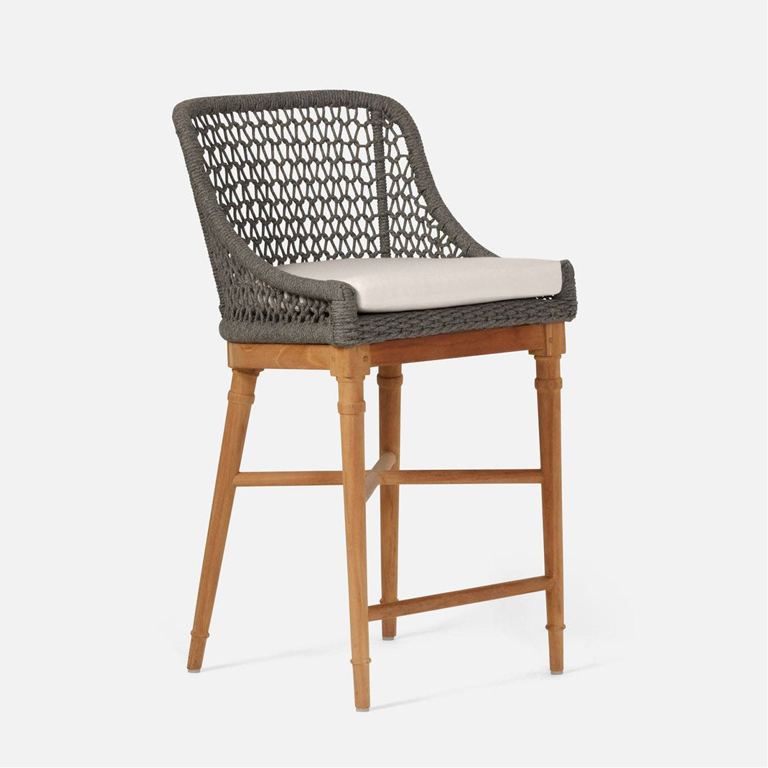 Made Goods Chadwick Woven Rope Outdoor Counter Stool in Alsek Fabric