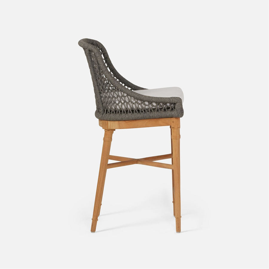 Made Goods Chadwick Woven Rope Outdoor Counter Stool in Garonne Leather