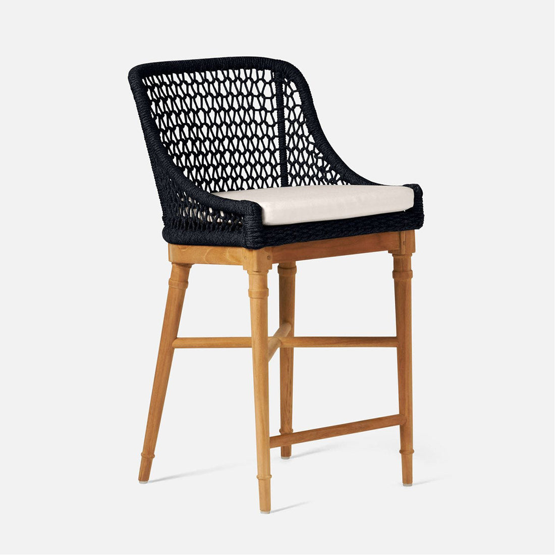 Made Goods Chadwick Woven Rope Outdoor Counter Stool in Garonne Leather