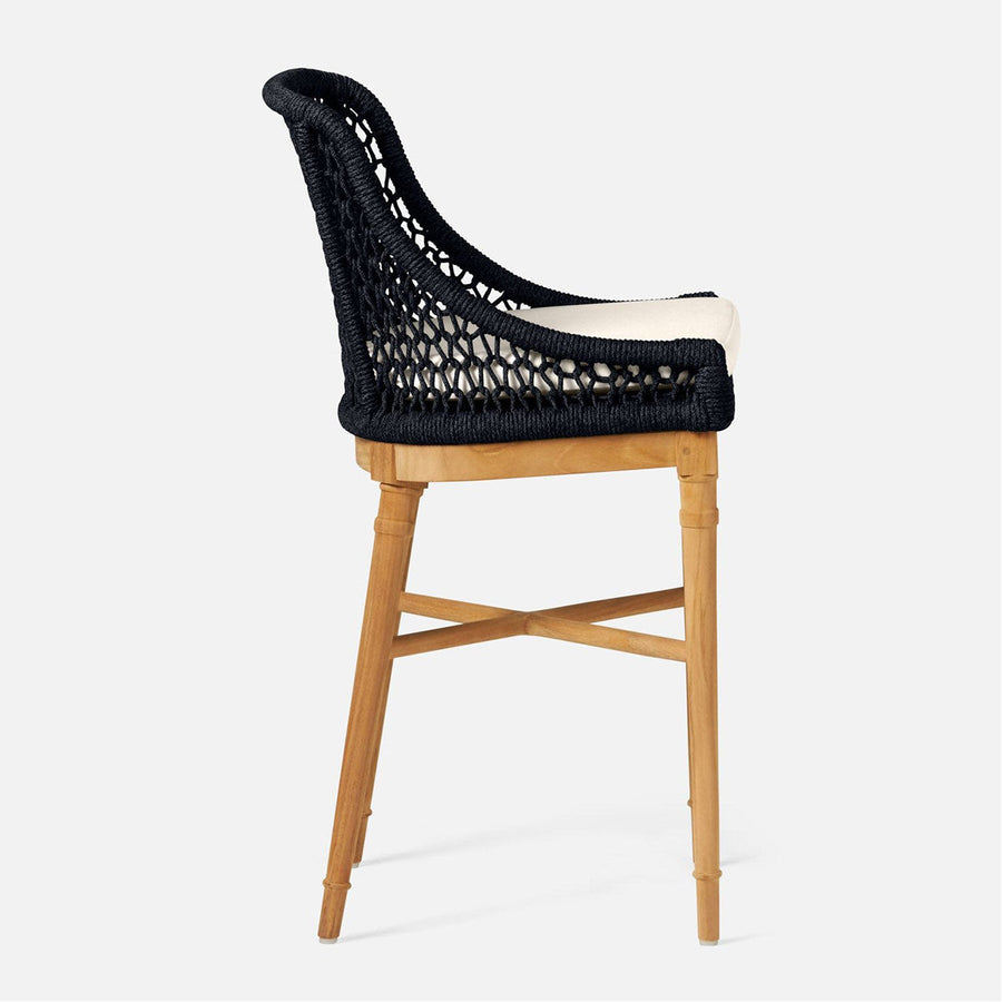 Made Goods Chadwick Woven Rope Outdoor Counter Stool in Garonne Leather