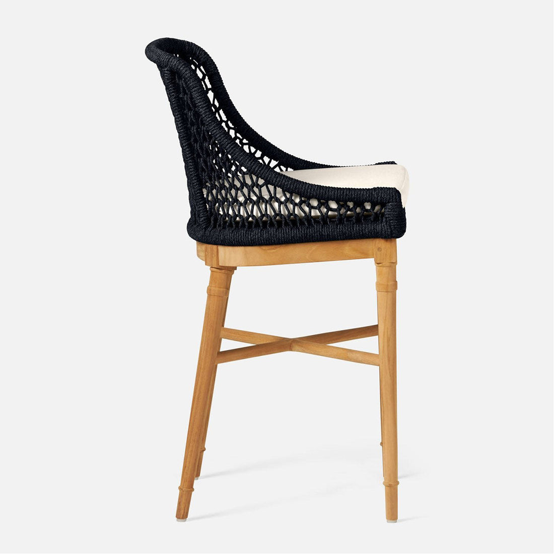 Made Goods Chadwick Woven Rope Outdoor Counter Stool in Volta Fabric