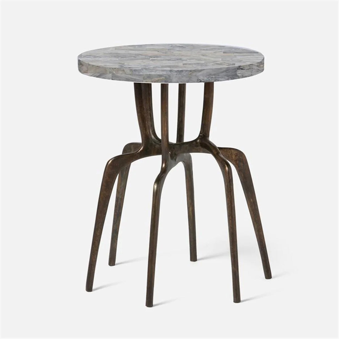 Made Goods Cyrano Metal Accent Table in Stone