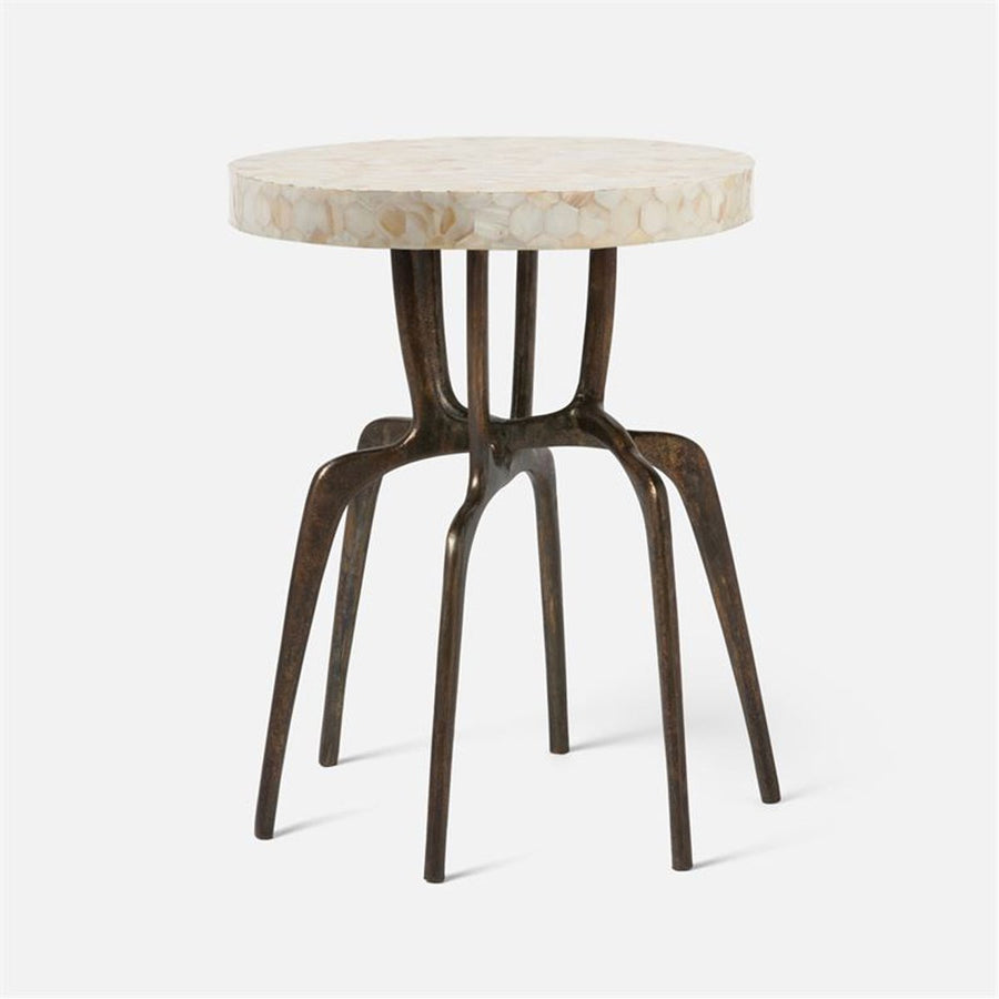 Made Goods Cyrano Metal Accent Table in Shell