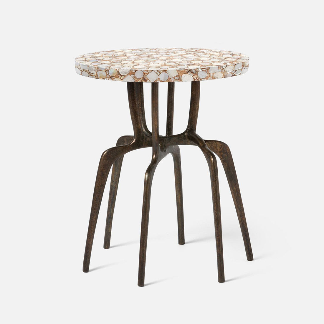 Made Goods Cyrano Metal Accent Table in Shell