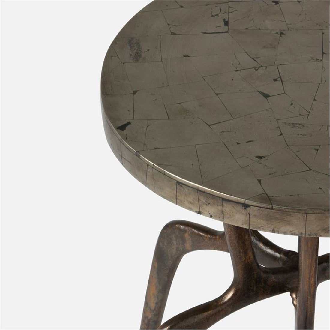 Made Goods Cyrano Metal Accent Table in Pyrite