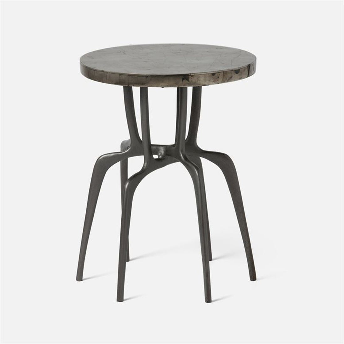 Made Goods Cyrano Metal Accent Table in Pyrite