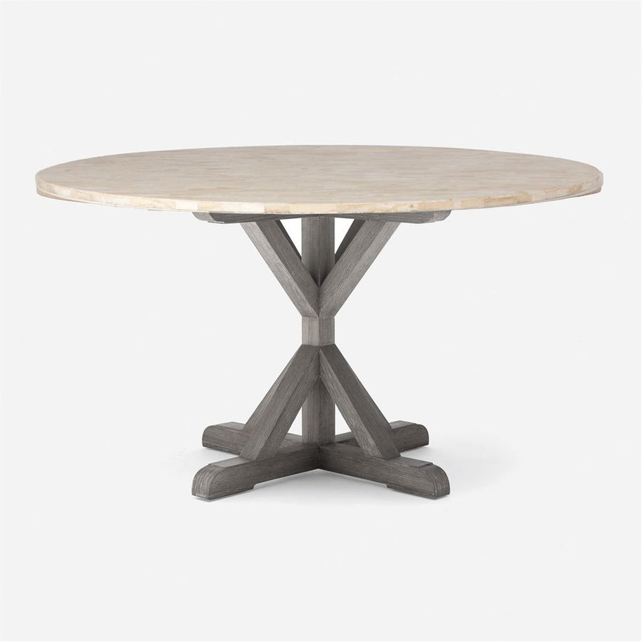 Made Goods Dane Round Farm Dining Table in Stone