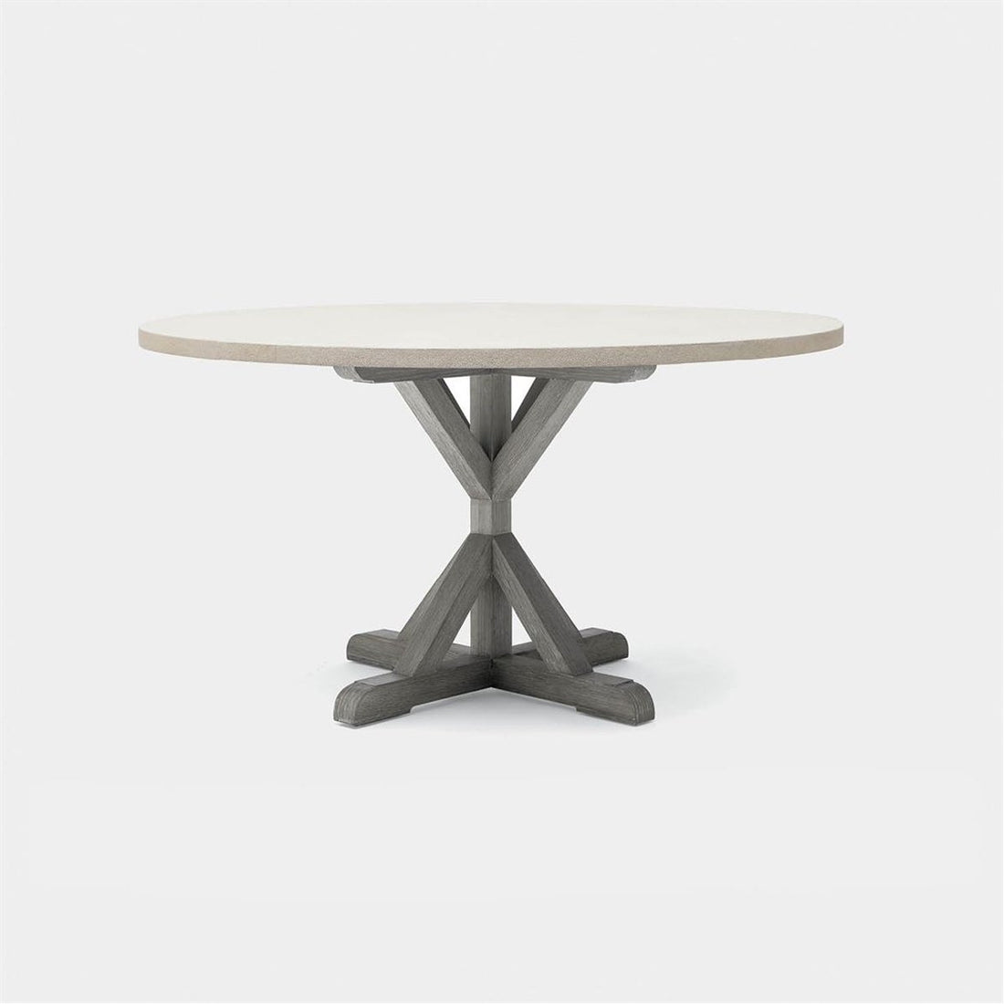 Made Goods Dane Round Farm Dining Table in Faux Belgian Linen